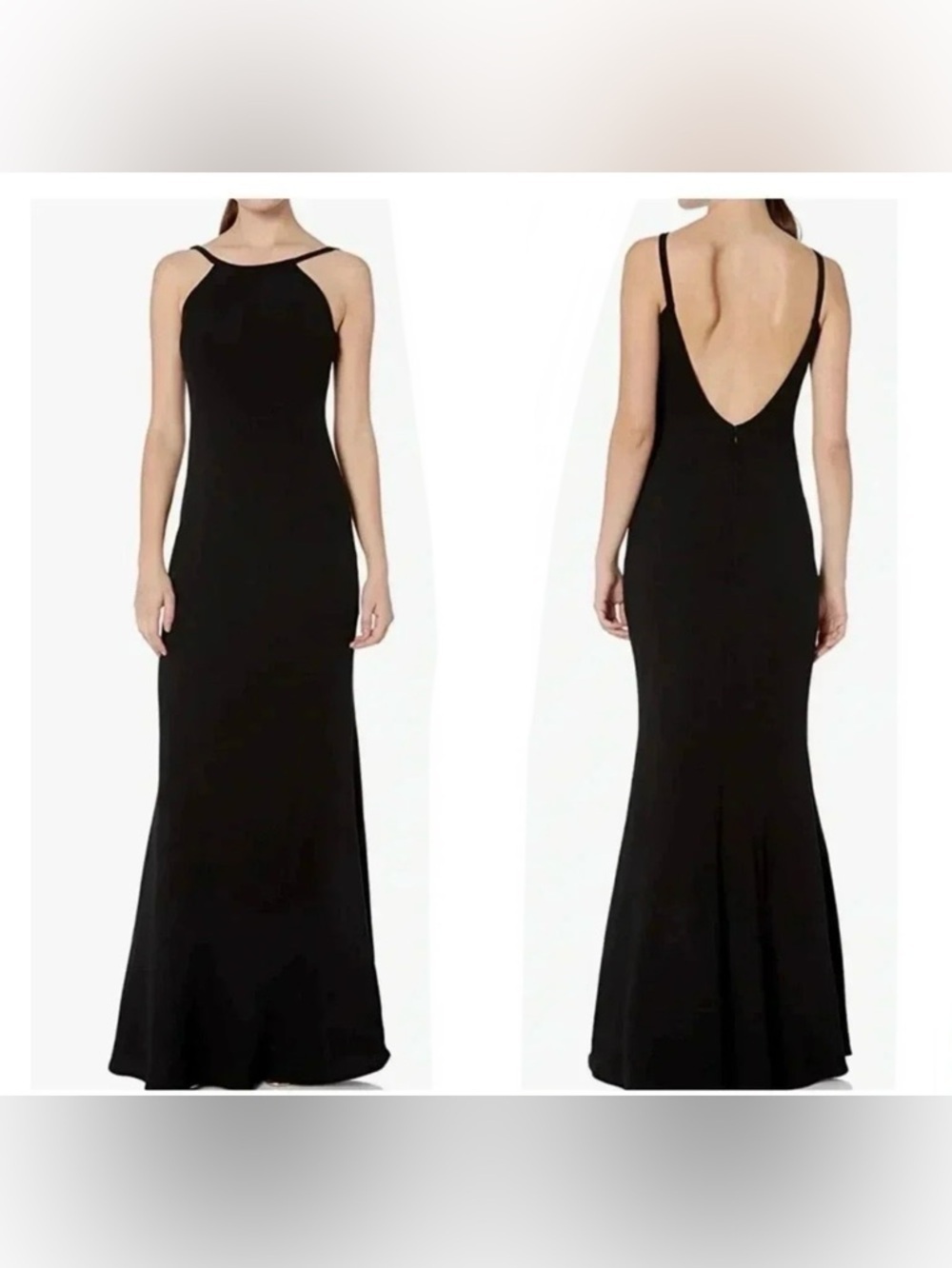 Calvin Klein Black Halter Neck Crepe Gown Size 6